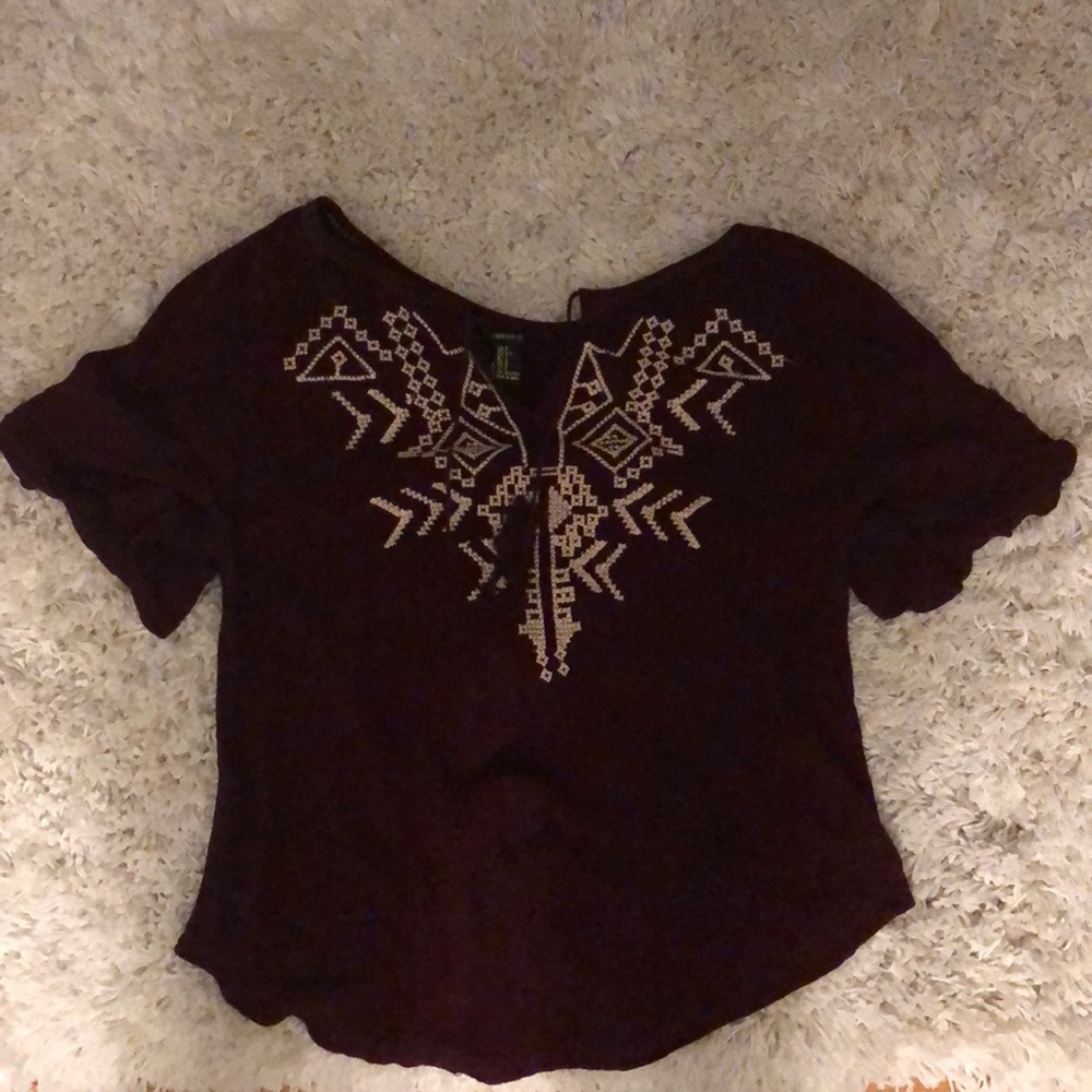 red forever 21 tie tassel shirt